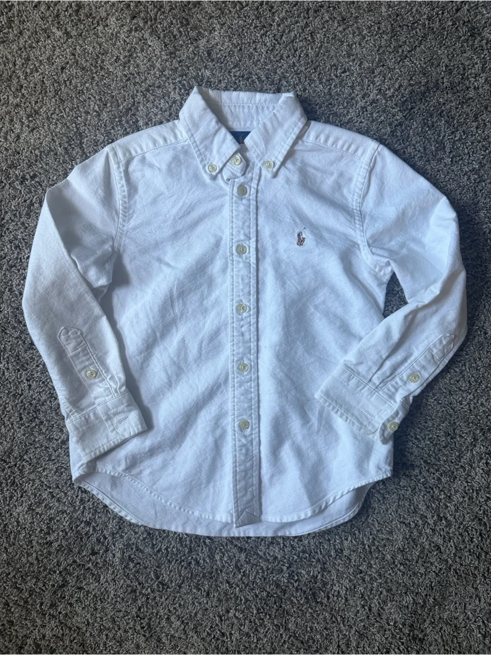 Ralph Lauren White Boys' Oxford Button-Down Shirt with Pony Logo